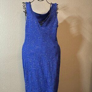Blue sequin stretchy long tube dress